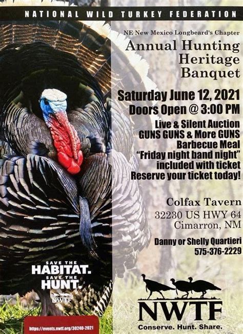 Attendees were treated to a dinner of grilled chicken, green beans and cheese potatoes, catered by TK&x27;s Bar and Grill, with a concurrent silent auction, followed by a traditional auction. . National wild turkey federation banquet